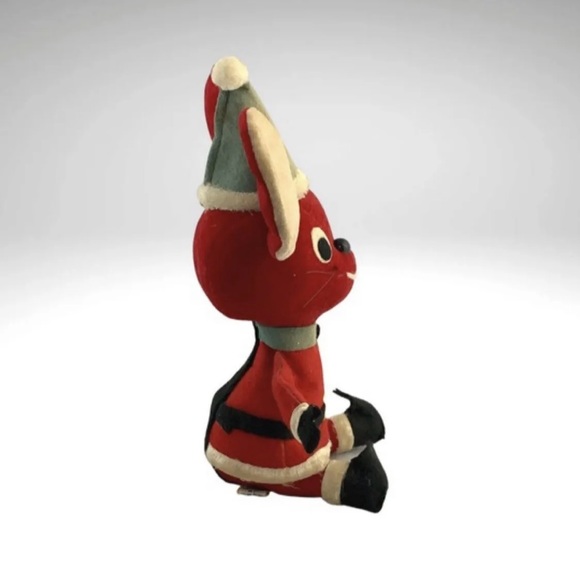 Dakin Dream Pets Christmas Mouse Santa Red Suit Green Hat Kitschy MCM VTG 1960s - Picture 4 of 9